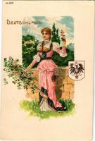 Deutschland / Germany. Art Nouveau, floral, litho with coat of arms (EK)