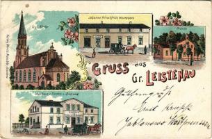 1900 Lisnowo, Grossleistenau, Großleistenau (Grudziadz, Graudenz); Evgl. Kirche, Gasthaus z. Fürsten...