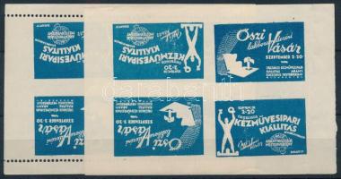 1937 Őszi lakberendezési vásár fogazott és vágott levélzáró négyestömbök