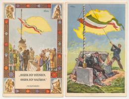 5 db RÉGI megíratlan magyar irredenta képeslap: Trianon, Országzászló, Hiszek Egy. Kiadja az Ereklyé...