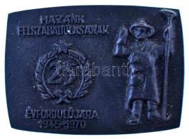 1970. "Hazánk felszabadulásának 25. évfordulójára 1945-1970" egyoldalas fém plakett (49x67mm) T:AU
