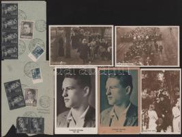 5 db Kaszap István képeslap + 2 db levéldarab Kaszap István levélzáróval