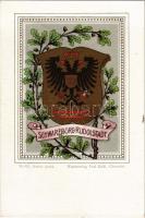 Schwarzburg-Rudolstadt. Kunstverlag Paul Kohl No. 43. Art Nouveau, litho coat of arms (crease)