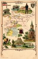 Deutsches Reich / map of the German Empire. Art Nouveau, floral, litho with coat of arms