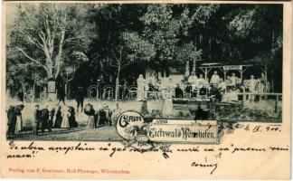 1900 Bad Wörishofen, zur Sennhütte im Eichwald / forest restaurant. Art Nouveau, floral (cut)