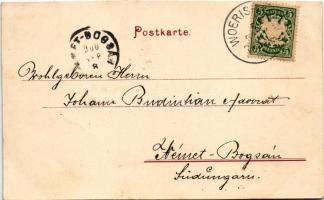 1900 Bad Wörishofen, zur Sennhütte im Eichwald / forest restaurant. Art Nouveau, floral (cut)