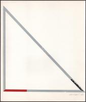 Hencze Tamás (1938-2018): Háromszögletű tér (cím nélkül), 1982. Szitanyomat, papír, jelzett. 29x28 cm.