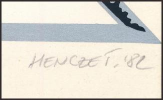 Hencze Tamás (1938-2018): Háromszögletű tér (cím nélkül), 1982. Szitanyomat, papír, jelzett. 29x28 c...