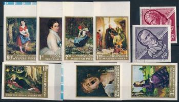 1963-1966 Nagy idők - Nagy események 2 klf vágott bélyeg + Festmények I. vágott ívszéli sor