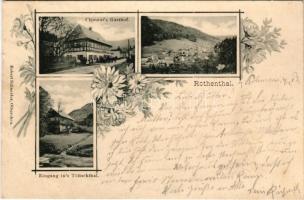 1903 Olbernhau, Rothenthal. Clement's Gasthof, Eingang ins Töltschtal / inn, general view, enta...