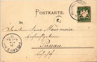 1900 Riessersee, Rissersee mit Zugspitze. Art Nouveau, floral (EK)