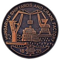 1970-1980 k. "Ganz Magyar Hajó-és Darugyár - Hungarian Shipyards and Crane Factory" egyoldalas bronz emlékérem (78mm) T:AU
