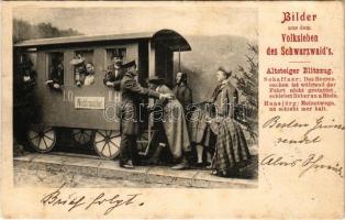 1906 Schwarzwald, Bilder aus dem Volksleben des Schwarzwald's. Altsteiger Blitzzug / express tr...