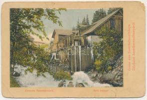 1912 Szentkeresztbánya, Újvlahica, Mina Sfanta Cruce, Vlahica, Vlahita Noua, Minele Lueta (Szentegyháza, Vlahita); Alsó hámor, vasgyár. Kamner és Jekelius kiadása / Unteres Hammerwerk / iron factory, ironworks, foundry (EM)