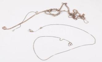 4 darab ezüst (Ag) nyaklánc, 2 sérült, jelzett, nettó 9g