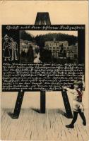 Bad Gastein, Gruss aus... / montage with child and chalkboard. L&amp;P. Prag (EK)