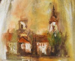 Olvashatatlan jelzéssel: Városom. Olaj vászon. Sérült. Fakeretben. 50x40 cm