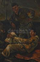 F. Horn jelzéssel: Zenélő matrózók. Olaj, farost. Dekoratív fakeretben. 55x71 cm