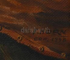 F. Horn jelzéssel: Zenélő matrózók. Olaj, farost. Dekoratív fakeretben. 55x71 cm