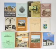 12 db vegyes helytörténeti könyv és kiadvány: Ádámfy József: A világ Kossuth szobrai.; Fekete József: Ábrahámhegyi krónika.; Páldi András: Húsz év Rákóczifalván.; Cserey Zoltán - József Álmos: Sepsiszentgyörgy képes krónikája.; stb. Változó állapotban