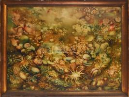 Máriási Masznyik Iván (1928-1997): Tenger mélyén. Olaj, farost, jelezve jobbra lent, hátoldalon Máriási Masznyik Iván autográf feliratával és Képcsarnok Vállalat címkéjével. Fakeretben, 60×80 cm