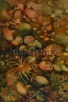 Máriási Masznyik Iván (1928-1997): Tenger mélyén. Olaj, farost, jelezve jobbra lent, hátoldalon Mári...