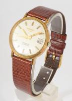 Longines automata karóra, napkijelzéssel, bőr szíjjal, kissé karcos, működik, d: 34mm