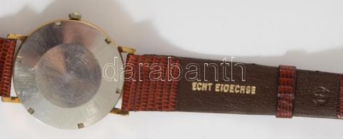 Longines automata karóra, napkijelzéssel, bőr szíjjal, kissé karcos, működik, d: 34mm