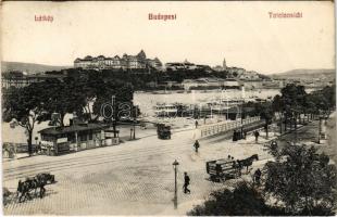 1911 Budapest, látkép, Lánchíd, vár, gőzhajók (fl)