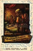 1943 Budapest VI. Hotel Britannia és Szondy söröző, kávéház, 'Egy gyujtót kétszerre, egy itcét egyszerre". Teréz körút 39. (felületi sérülés / surface damage)