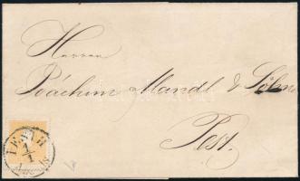 1861 2kr narancs luxus minőségű darab, helyi levélen "PESTH" Certificate: Diena (300.000)