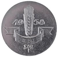 1958. "62. Országos Mezőgazdasági Kiállítás és Vásár" kétoldalas Al emlékérem (50mm) T:AU ...