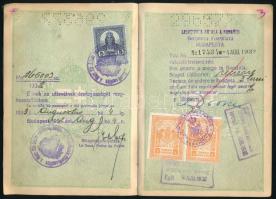 1931 Bp., Magyar Királyság által kiállított fényképes útlevél férj és feleség részére (mindkettőjük ...