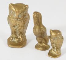 3 darab bronz állatfigura, m: 6 cm alatt