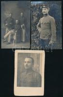 3 db I. világháborús katonafotó, változó állapotban, 14x9 cm körül
