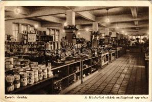 Budapest VIII. Corvin Áruház, a háztartási cikkek osztályának egy része, belső (EK)