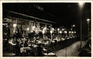 1942 Budapest XIV. Városliget, Hungária Park (Angol Park), Kutassy étterem terasza este (fa)