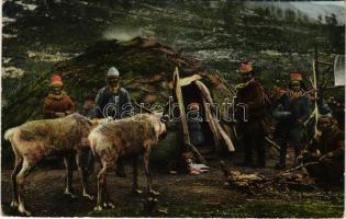 1929 Norge, Lappefamilie med ren / Laplander (Sami) folklore, family with reindeer (EB)