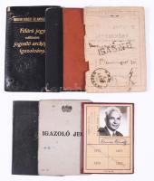 1916-1971 7 db vegyes igazolvány, közte M. Kir. Honvéd Központi Átvételi Bizottság fényképes igazolványa Marosszéki Gyula t. karp. c. tizedes részére, MÁV igazolvány, stb.
