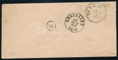 1877 10kr levélen "BUDAPEST / DÉLUTÁN" - "BRUXELLES"