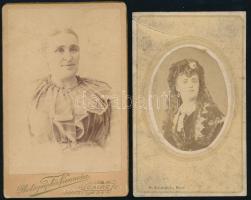 cca 1865 Női portrék, 2 db keményhátú fotó kairói és konstantinápolyi műtermekből, kopásnyomokkal, 10,5×6,5 cm