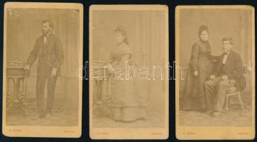 cca 1875 Műtermi portrék, 3 db keményhátú fotó Löger nyitrai műterméből, 10,5×6,5 cm