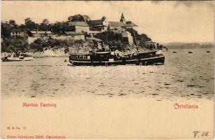 Oslo, Christiania, Kristiania; Akerhus Faestning / Akershus Fortress, steamship