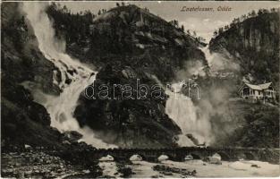 Odda, Laatefossen / waterfall - from postcard booklet