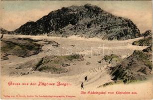 Allgäuer Alpen, Allgäu Alps; Gruss aus den Allgäuer Bergen. Die Mädelegabel vom Gletscher aus / moun...