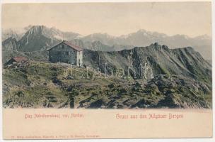 Allgäuer Alpen, Allgäu Alps; Gruss aus den Allgäuer Bergen. Das Nebelhornhaus von Norden / mountain ...