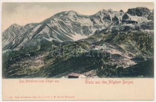 Allgäuer Alpen, Allgäu Alps; Gruss aus den Allgäuer Bergen. Das Nebelhorn vom Zeiger aus / mountain ...
