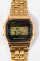 Casio digitális kijelzős karóra, fém szíjjal, működik, 34x30 mm