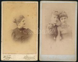 cca 1880 Női portrék, 2 db kememényhátú fotó resicai és aradi műtermekből, 10,5×6,5 cm