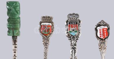 Illusztris ezüst (Ag) díszkanál gyűjtemény, zománcozott díszítéses jelzett darabok a világ különböző...